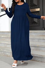Load image into Gallery viewer, Plus Size Round Neck Long Sleeve Maxi Dress with Pockets
