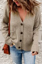 Load image into Gallery viewer, Ribbed Trim Button Down Cardigan with Pockets
