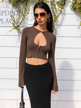 Load image into Gallery viewer, Lone Sleeve Cutout Zip Up Crop Top
