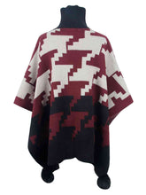 Load image into Gallery viewer, Turtleneck Pom-Pom Trim Poncho
