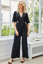 Load image into Gallery viewer, Tie Front Top &amp; Wide Leg Pants Set
