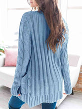 Load image into Gallery viewer, Cable-Knit Buttoned Cardigan with Pockets

