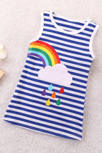 Load image into Gallery viewer, Girls Rainbow Graphic Striped Sleeveless Dress
