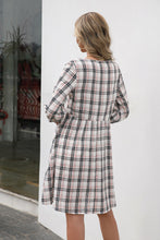 Load image into Gallery viewer, Plaid Three-quarter Sleeve Babydoll Dress
