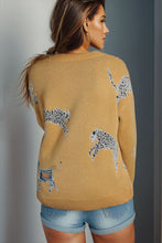 Load image into Gallery viewer, Animal Element Round Neck Dropped Shoulder Sweater

