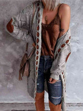 Load image into Gallery viewer, Openwork Long Sleeve Open Front Hooded Cardigan
