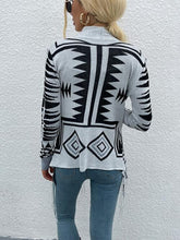 Load image into Gallery viewer, Geometric Fringe Hem Open Front Cardigan
