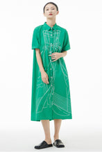 Load image into Gallery viewer, Graphic Button Front Midi Shirt Dress
