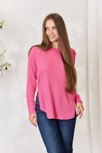 Load image into Gallery viewer, Zenana Round Neck Long Sleeve Slit Top
