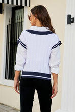 Load image into Gallery viewer, Contrast V-Neck Cap Sleeve Sweater Vest
