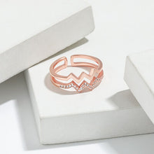 Load image into Gallery viewer, Wave Shape Inlaid Zircon Open Ring
