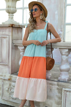 Load image into Gallery viewer, Color Block Tie-Shoulder Sleeveless Dress
