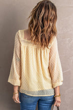 Load image into Gallery viewer, Swiss Dot Frill Neck Embroidered Keyhole Blouse
