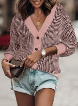 Load image into Gallery viewer, Waffle-Knit Drop Shoulder Button-Down Cardigan
