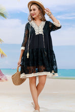 Load image into Gallery viewer, Tassel Spliced Lace Cover Up
