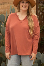 Load image into Gallery viewer, Plus Size Notched Long Sleeve T-Shirt
