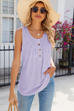 Load image into Gallery viewer, Eyelet Buttoned Round Neck Tank
