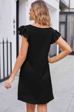 Load image into Gallery viewer, Ruffled V-Neck Flutter Sleeve Dress
