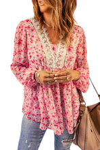 Load image into Gallery viewer, Floral Lace Trim Balloon Sleeve Blouse
