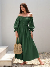 Load image into Gallery viewer, Smocked Off-Shoulder Flounce Sleeve Dress
