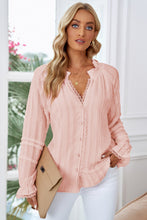 Load image into Gallery viewer, Lace Detail Frill Trim Flounce Sleeve Blouse
