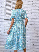 Load image into Gallery viewer, Floral Tied Puff Sleeve V-Neck Dress
