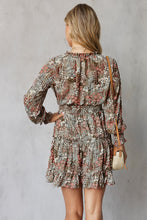 Load image into Gallery viewer, Floral Smocked Tie-Neck Frill Trim Dress
