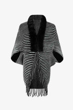 Load image into Gallery viewer, Striped Open Front Fringe Poncho
