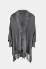 Load image into Gallery viewer, Fringe Open Front Long Sleeve Poncho
