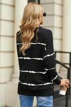 Load image into Gallery viewer, Striped Side Slit Round Neck Sweatshirt
