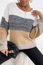 Load image into Gallery viewer, Striped Round Neck Long Sleeve Sweater
