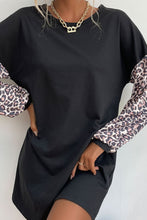 Load image into Gallery viewer, Leopard Print Sleeve Sweatshirt Dress
