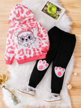 Load image into Gallery viewer, Girls Animal Print Graphic Hoodie and Joggers Set
