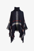 Load image into Gallery viewer, Plaid Turtleneck Raw Hem Poncho
