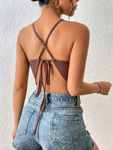 Load image into Gallery viewer, Crisscross Tie Back Slit Sleeveless Top
