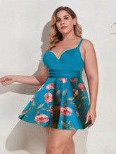 Load image into Gallery viewer, Plus Size Two-Tone Swim Dress and Bottoms Set
