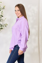 Load image into Gallery viewer, Zenana Full Size Texture Button Up Raw Hem Long Sleeve Shirt
