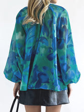 Load image into Gallery viewer, Printed Button Up Balloon Sleeve Shirt
