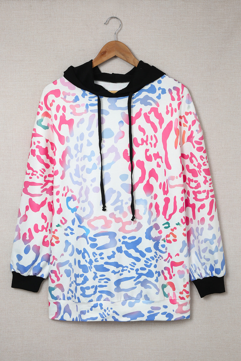 Leopard Print Dropped Shoulder Hoodie