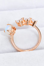 Load image into Gallery viewer, Natural Moonstone and Zircon Heart Open Ring
