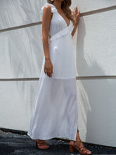 Load image into Gallery viewer, Tie Back Cutout Ruffled Split Maxi Dress
