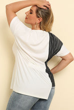 Load image into Gallery viewer, Plus Size Striped Color Block Asymmetrical T-Shirt
