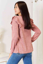 Load image into Gallery viewer, Double Take Square Neck Ruffle Shoulder Long Sleeve T-Shirt

