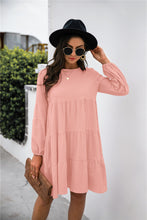 Load image into Gallery viewer, Balloon Sleeve Keyhole Tiered Dress
