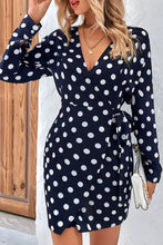 Load image into Gallery viewer, Polka Dot Tied Surplice Wrap Dress
