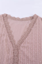 Load image into Gallery viewer, Swiss Dot Lace Trim Plunge Blouse
