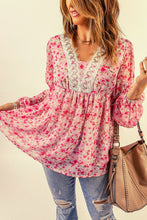 Load image into Gallery viewer, Floral Lace Trim Balloon Sleeve Blouse
