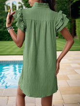 Load image into Gallery viewer, Frill Notched Flounce Sleeve Mini Dress
