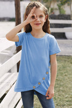 Load image into Gallery viewer, Girls Buttoned Tulip Hem T-Shirt
